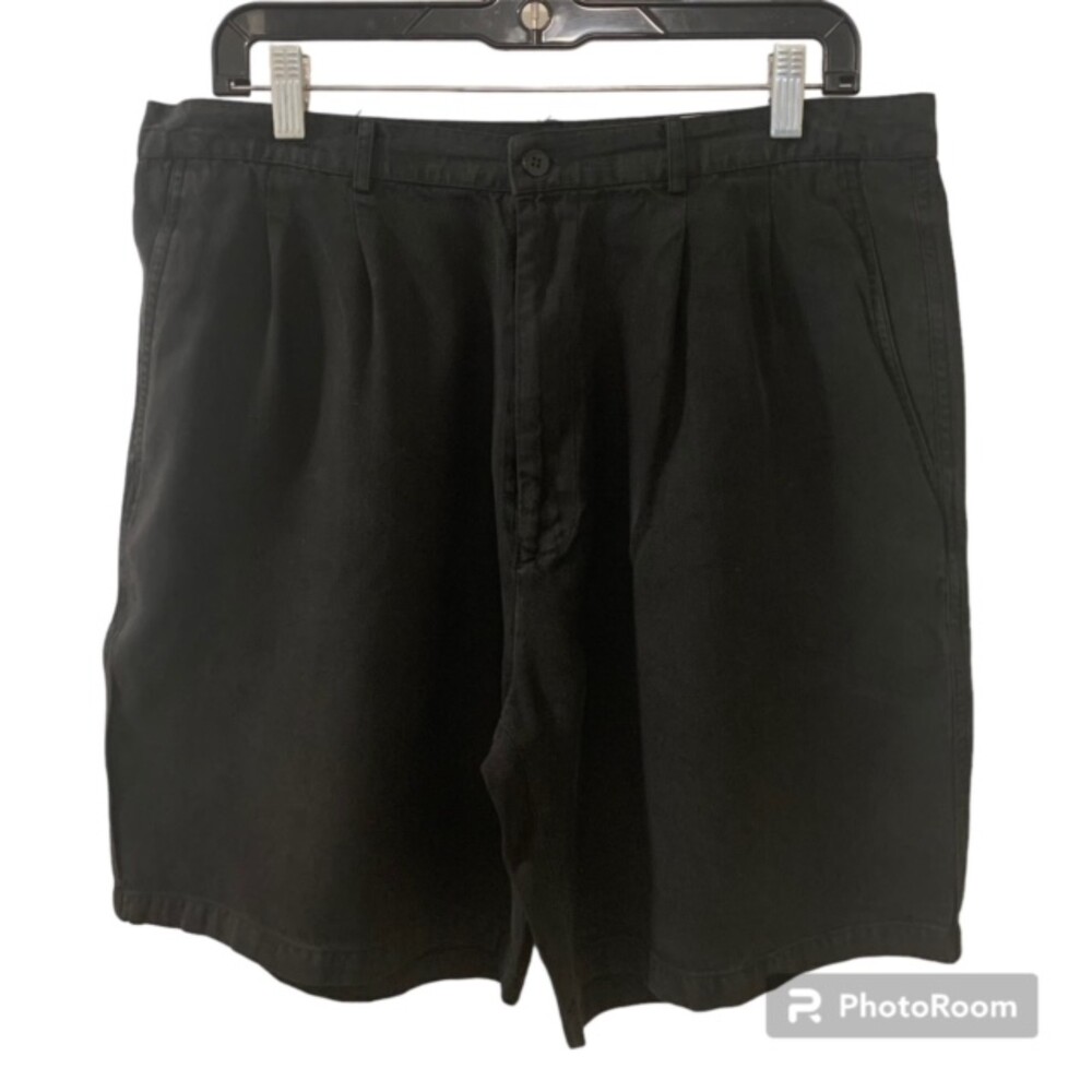 Green Mens Black Pleated Front Pockets 100% Silk Golf Shorts Athleisure Sz XL